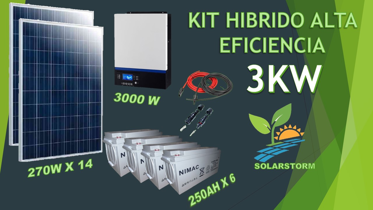 Kit Solar Fotovoltaico 3000w Híbrido Alta eficiencia 