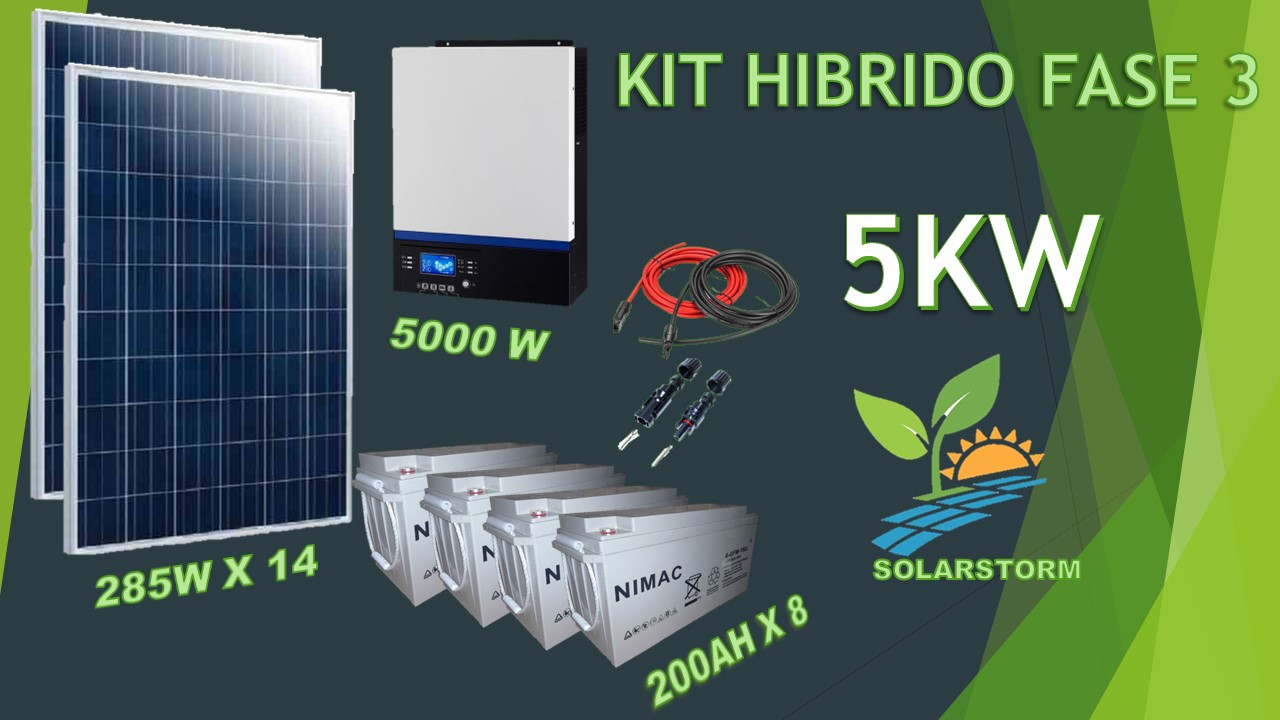 Kit Solar Fotovoltaico 5000w Híbrido fase 3
