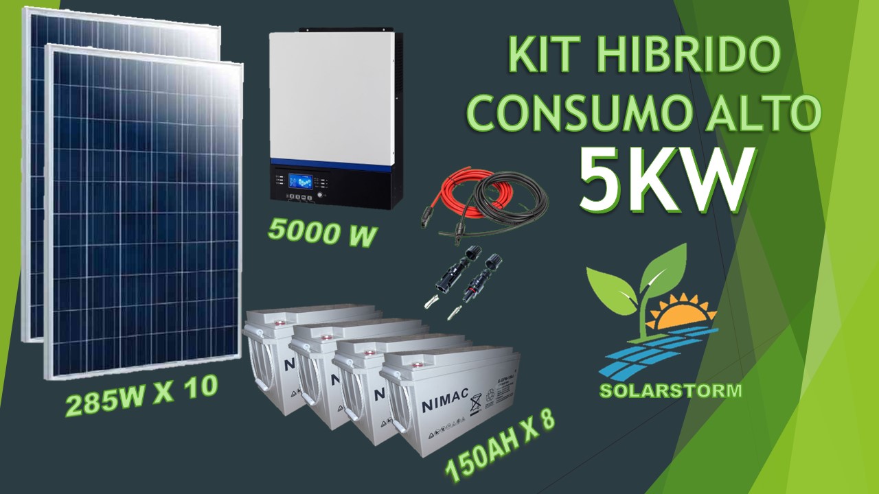 Kit Solar Fotovoltaico 5000w Híbrido Medio Alto Consumo